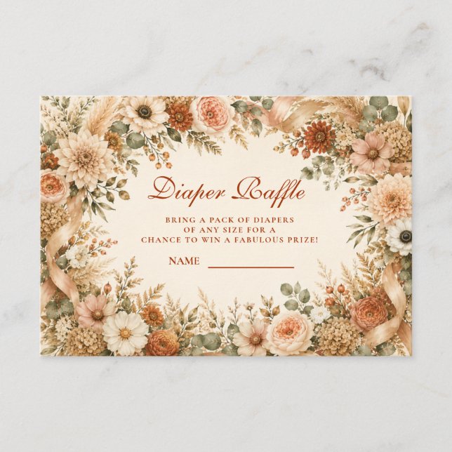 Timeless Fall Boho Diaper Raffle Enclosure Card (Front)