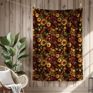 Timeless Fall Floral Blanket Rich Autumnal Tones