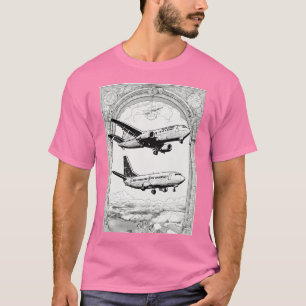 Timeless Flight: Black & White Aviation History T-Shirt