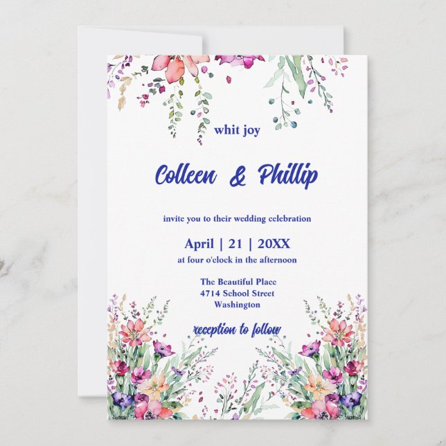 Timeless Floral Elegance Wedding Invitation (Front)