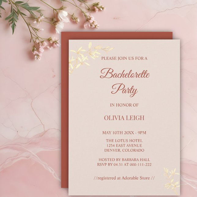 Timeless Floral Rustic  Bachelorette Party Invitation (Creator Uploaded)