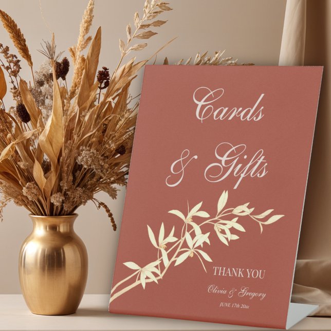 Timeless Floral Rustic Cards & Gifts wedding  Pedestal Sign (Creator Uploaded)