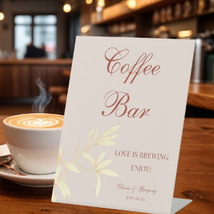 Timeless Floral Rustic Coffee Bar wedding  Pedestal Sign