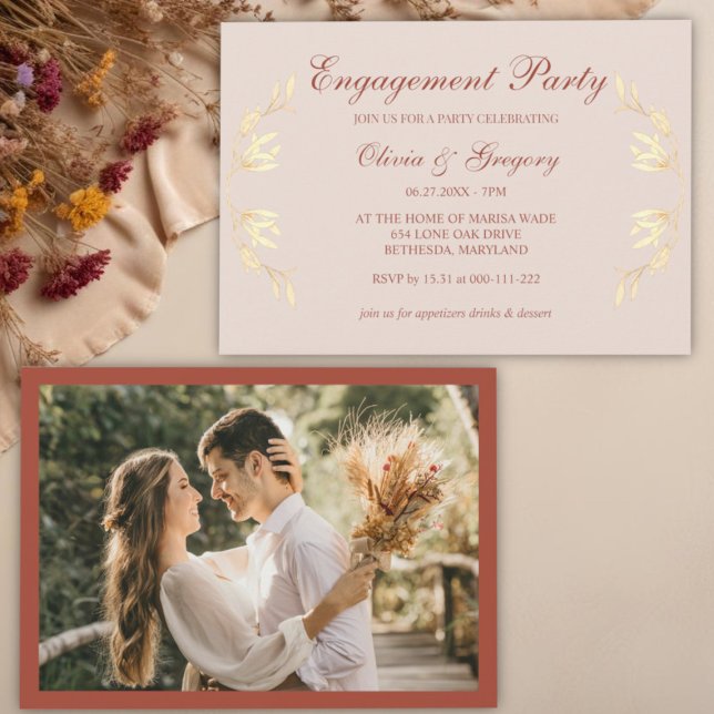 Timeless Floral Rustic in Blue Engagement Invitation (Creator Uploaded)