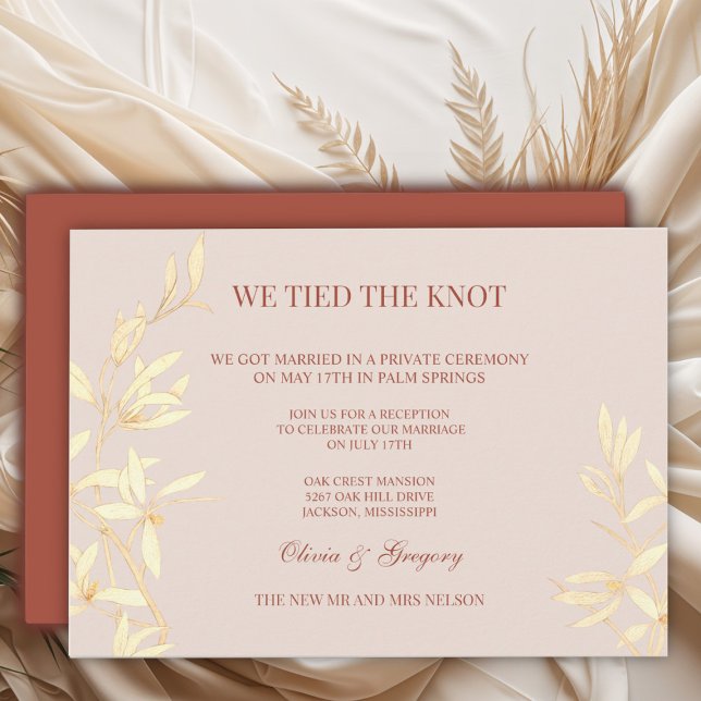 Timeless Floral Rustic We tied the knot Invitation (Creator Uploaded)