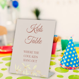 Timeless Floral Rustic Wedding Kids Table Pedestal Sign