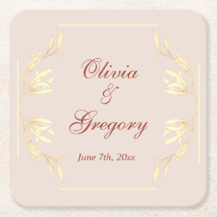 Timeless Floral Rustic  Wedding  Square Paper Coaster