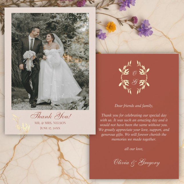 Timeless Floral Rustic Wedding Thank You Card (Creator Uploaded)