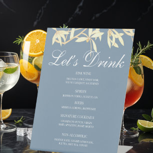 Timeless Floral Symphony in Blue Menu Bar Pedestal Sign