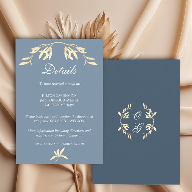 Timeless Floral Symphony in Blue Wedding Details Enclosure Card (Creator Uploaded)