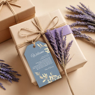 Timeless Floral Symphony in Blue Wedding Gift Tags