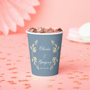 Timeless Floral Symphony in Blue Wedding Paper Cups