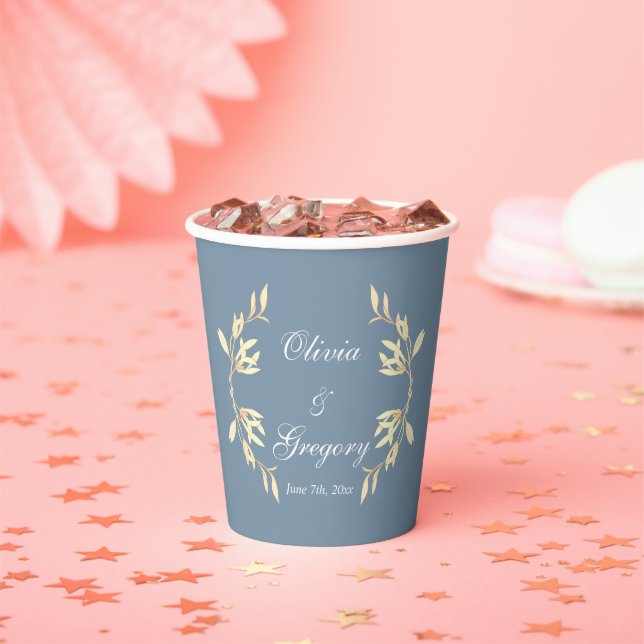 Timeless Floral Symphony in Blue Wedding  Paper Cups (Insitu)