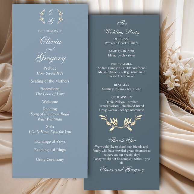 Timeless Floral Symphony in Blue Wedding Program (Creator Uploaded)