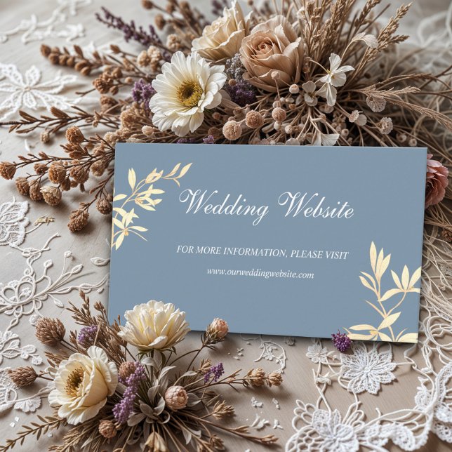 Timeless Floral Symphony in Blue Wedding Website Enclosure Card (Creator Uploaded)