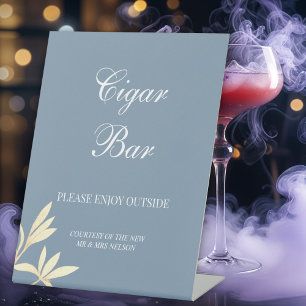 Timeless Floral Symphony Wedding Cigar Bar Pedestal Sign