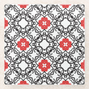 Timeless Floral Vintage: Seamless Classic Glass Coaster