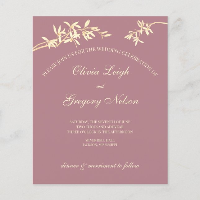 Timeless Flower Budget Wedding Invitation (Front)