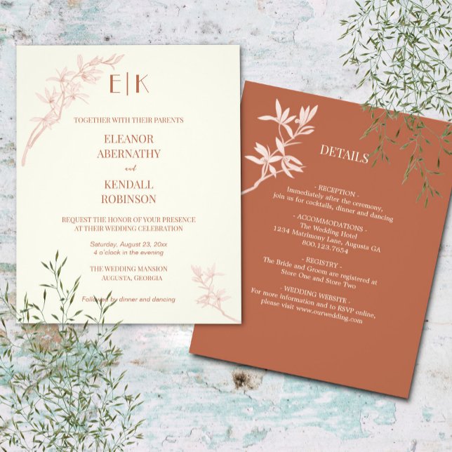 Timeless Flower Monogram All In One Wedding Invita Flyer (Creator Uploaded)