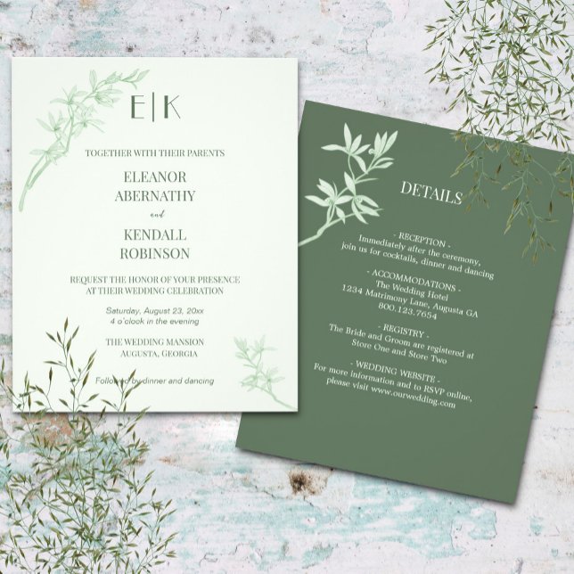 Timeless Flower Monogram All In One Wedding Invita Flyer (Creator Uploaded)