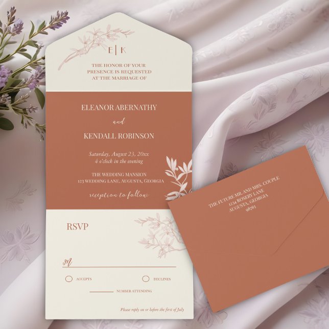 Timeless Flower Monogram Wedding  All In One Invitation (Creator Uploaded)