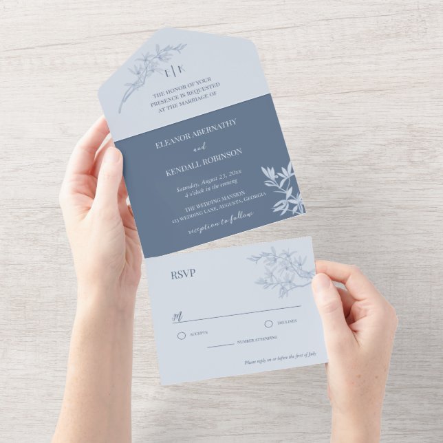 Timeless Flower Monogram Wedding  All In One Invitation (Tearaway)