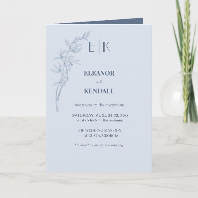 Timeless Flower Monogram Wedding Invitation (Front)