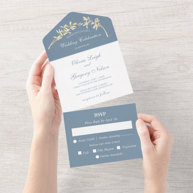 Timeless Flower Wedding All In One  All In One Inv All In One Invitation (Tearaway)