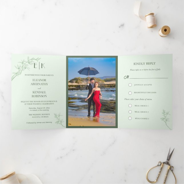 Timeless Flower  Wedding Tri-Fold Invitation (Inside)