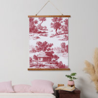 Timeless French Red Toile with Scenic Village