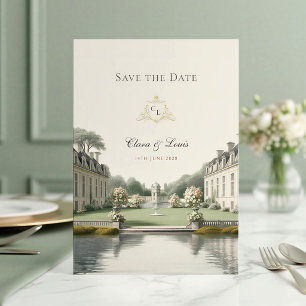 Timeless Garden French Château Monogram Wedding Save The Date