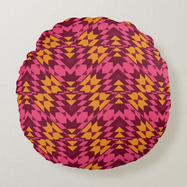 Timeless Geometric: Seamless Pattern Round Cushion (Front)