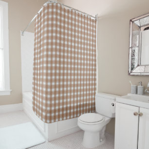 Timeless Gingham Earthy Brown Shower Curtain
