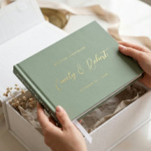 Timeless Gold Calligraphy Sage Green Wedding Photo