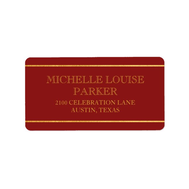 Timeless Gold Cardinal Red Personalised Label (Front)