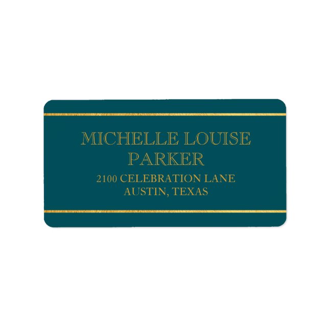 Timeless Gold Mint Teal Personalised Label (Front)
