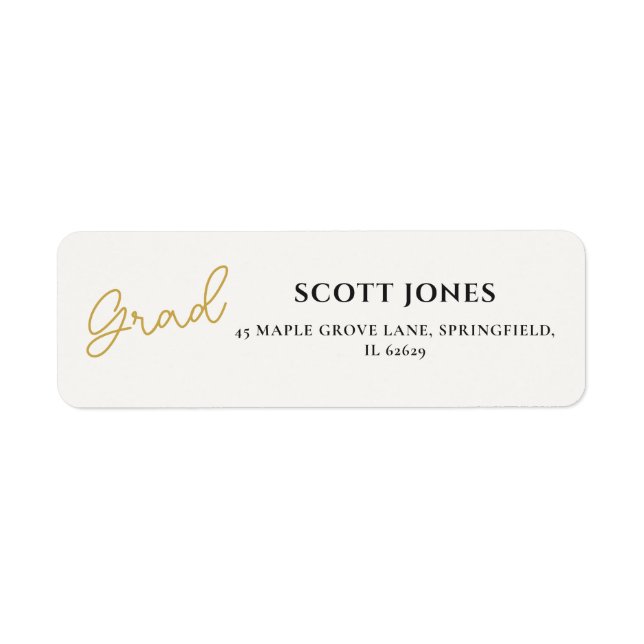 Timeless Gold Script Grad Return Label (Front)