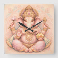 Timeless Grace: Lord Ganesha Pastel Art Wall Clock