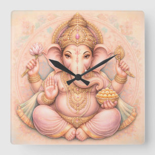 Timeless Grace: Lord Ganesha Pastel Art Wall Clock