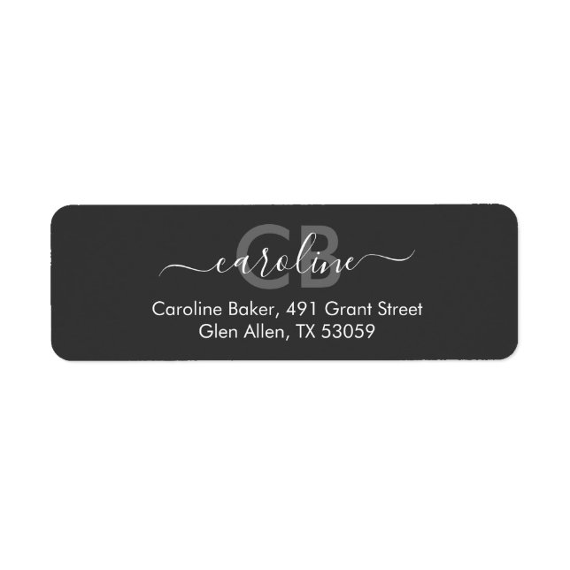 Timeless - Grayish Black Monogram Address Label (Front)