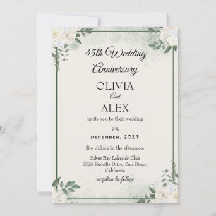 Timeless Greenery Wedding Anniversary Invitations