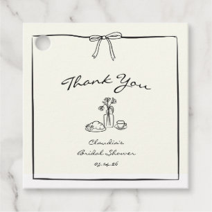 Timeless Hand-Drawn Bridal Shower Chic Thank You Favour Tags