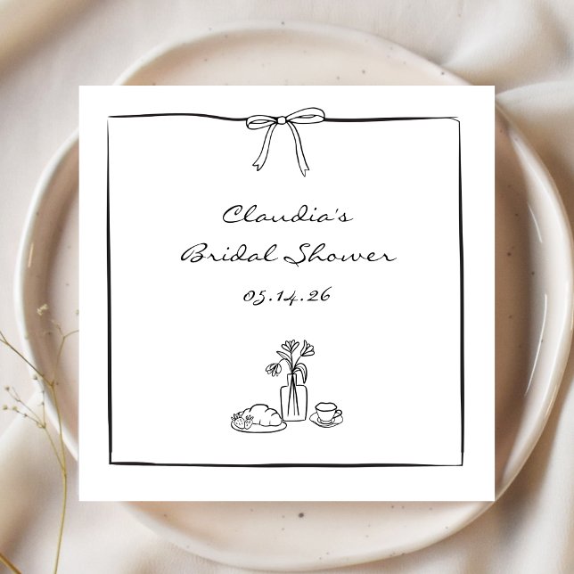 Timeless Hand-Drawn Coquette Bridal Shower Bespoke Napkin (Creator Uploaded)
