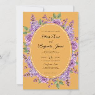 Timeless Honey Violet Peony Wedding Invitation