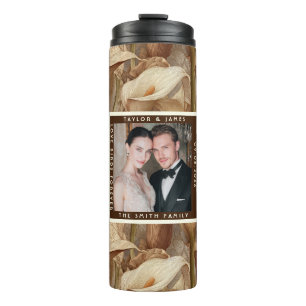 Timeless Ivory Calla Lilies Accent Wildflower  Thermal Tumbler