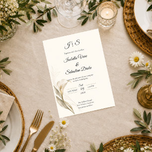 Timeless Ivory Calla Lily Wedding Invitation