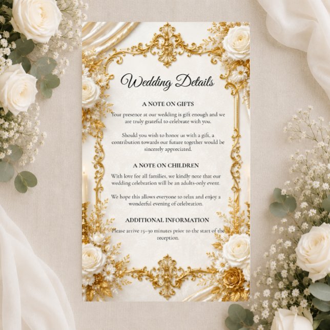 Timeless Ivory Gold Elegance Wedding  Enclosure Card (Creator Uploaded)