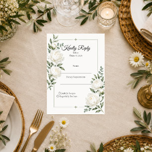 Timeless Ivory Peony Elegance Wedding RSVP Card