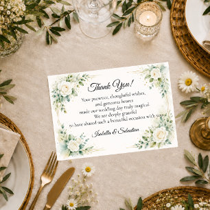 Timeless Ivory Rose Elegance Wedding Thank You Card