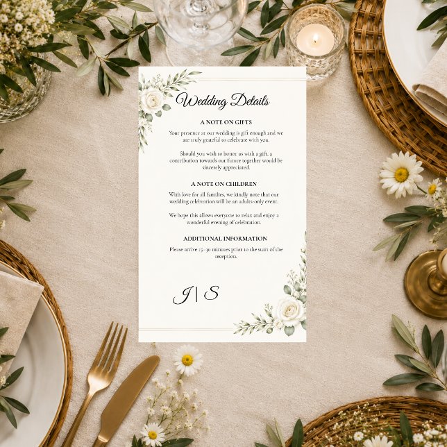 Timeless Ivory Rose Minimalism Wedding  Enclosure Card (Creator Uploaded)